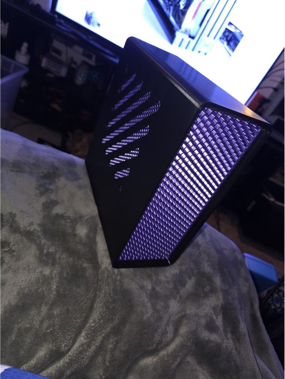 Custom Mini-ITX PC Case 3D Printed PETG Black And Purple, Flex-ATX, Mini-ITX